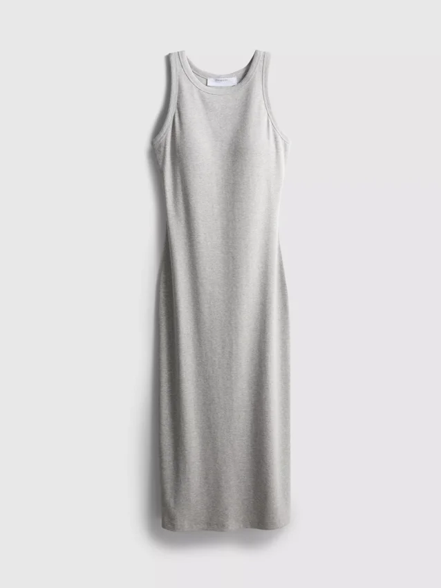 Rochie midi cu sutien încorporat, cu nervuri Rochie midi cu sutien încorporat, cu nervuri