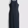 Rochie midi cu sutien încorporat, cu nervuri Rochie midi cu sutien încorporat, cu nervuri