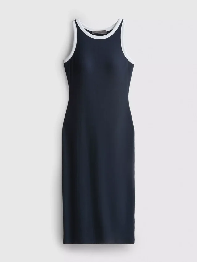 Rochie midi cu sutien încorporat, cu nervuri Rochie midi cu sutien încorporat, cu nervuri