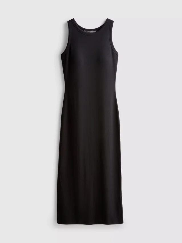 Rochie midi cu sutien încorporat, cu nervuri Rochie midi cu sutien încorporat, cu nervuri