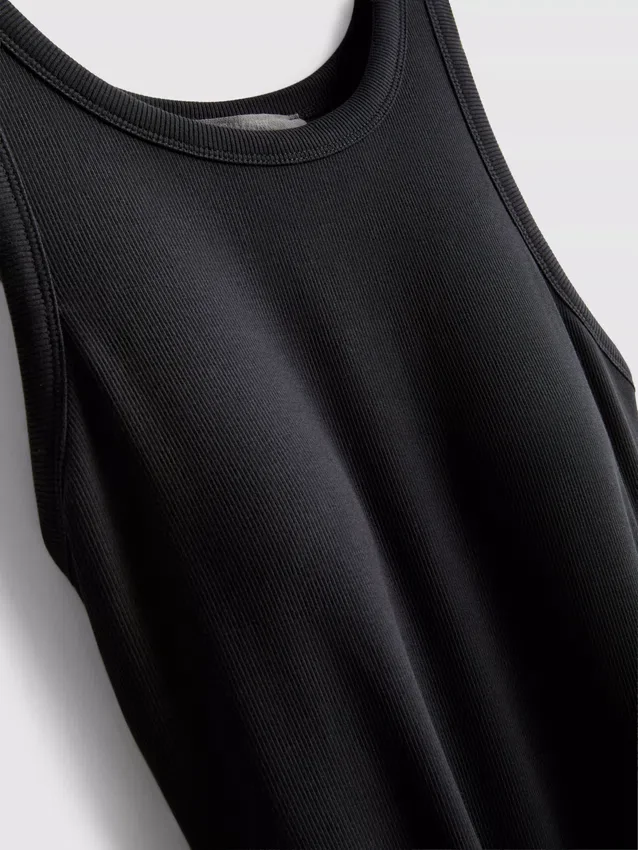 Rochie midi cu sutien încorporat, cu nervuri Rochie midi cu sutien încorporat, cu nervuri