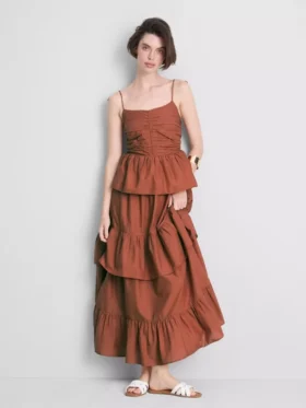 Rochie midi cu volane în straturi