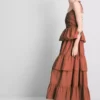 Rochie midi cu volane în straturi Rochie midi cu volane în straturi