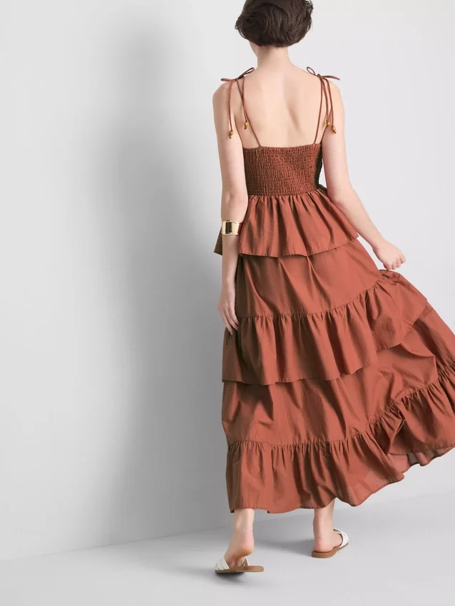 Rochie midi cu volane în straturi Rochie midi cu volane în straturi