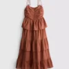 Rochie midi cu volane în straturi Rochie midi cu volane în straturi