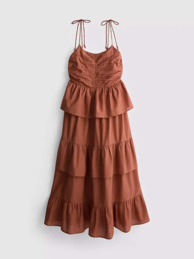 Rochie midi cu volane în straturi Rochie midi cu volane în straturi