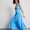 Rochie midi din bumbac cu bretele tip corset Rochie midi din bumbac cu bretele tip corset
