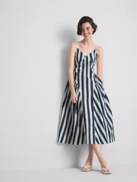 Rochie midi din bumbac cu bretele tip corset