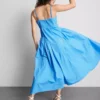 Rochie midi din bumbac cu bretele tip corset Rochie midi din bumbac cu bretele tip corset