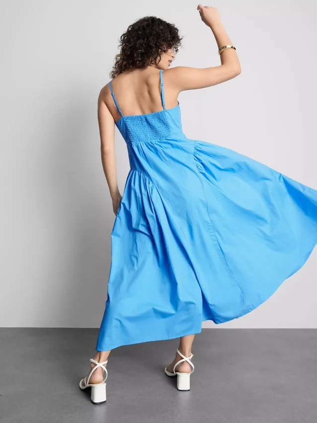Rochie midi din bumbac cu bretele tip corset Rochie midi din bumbac cu bretele tip corset