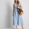 Rochie midi din bumbac cu nasturi Rochie midi din bumbac cu nasturi