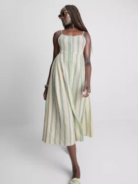 Rochie midi din bumbac cu nasturi Rochie midi din bumbac cu nasturi