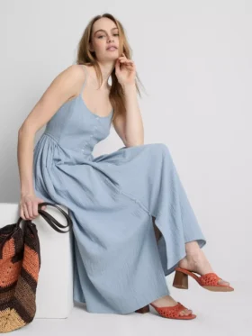 Rochie midi din bumbac cu nasturi Rochie midi din bumbac cu nasturi