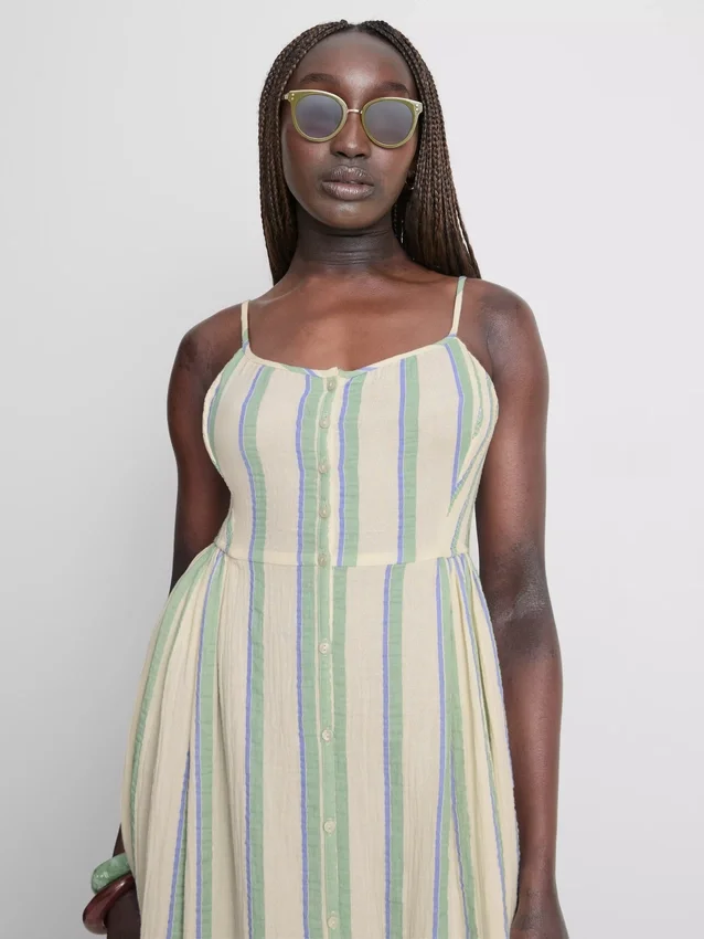 Rochie midi din bumbac cu nasturi Rochie midi din bumbac cu nasturi