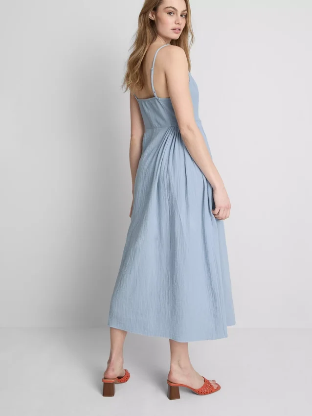 Rochie midi din bumbac cu nasturi Rochie midi din bumbac cu nasturi