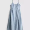 Rochie midi din bumbac cu nasturi Rochie midi din bumbac cu nasturi