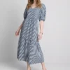 Rochie midi din bumbac seersucker, cu croi larg Rochie midi din bumbac seersucker, cu croi larg