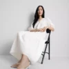 Rochie midi din bumbac seersucker, cu croi larg