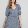 Rochie midi din bumbac seersucker, cu croi larg Rochie midi din bumbac seersucker, cu croi larg