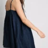 Rochie mini babydoll din denim de bumbac