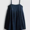 Rochie mini babydoll din denim de bumbac