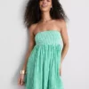 Rochie mini bandeau din bumbac cu imprimeu gingham Rochie mini bandeau din bumbac cu imprimeu gingham