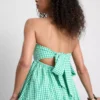 Rochie mini bandeau din bumbac cu imprimeu gingham Rochie mini bandeau din bumbac cu imprimeu gingham