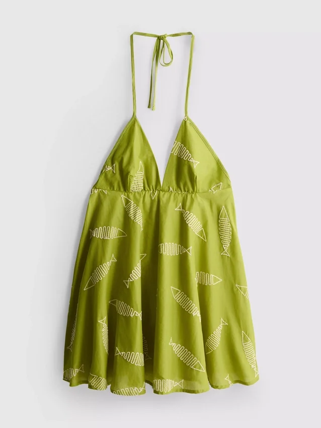 Rochie mini cu broderie în formă de pește Rochie mini cu broderie în formă de pește