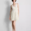 Rochie mini cu decolteu în V, din țesătură șifonată