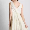Rochie mini cu decolteu în V, din țesătură șifonată