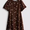 Rochie mini cu mâneci bufante și nasturi