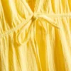 Rochie mini din bumbac cu decolteu în V și volane Rochie mini din bumbac cu decolteu în V și volane