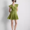 Rochie mini din bumbac cu ochiuri și volane Rochie mini din bumbac cu ochiuri și volane