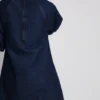 Rochie mini din denim de bumbac cu mâneci bufante Rochie mini din denim de bumbac cu mâneci bufante