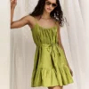Rochie mini din poplin cu bretele și volane Rochie mini din poplin cu bretele și volane