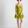 Rochie mini din poplin cu bretele și volane Rochie mini din poplin cu bretele și volane