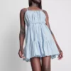 Rochie mini din poplin cu bretele și volane Rochie mini din poplin cu bretele și volane