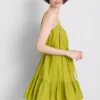 Rochie mini din poplin cu bretele și volane Rochie mini din poplin cu bretele și volane