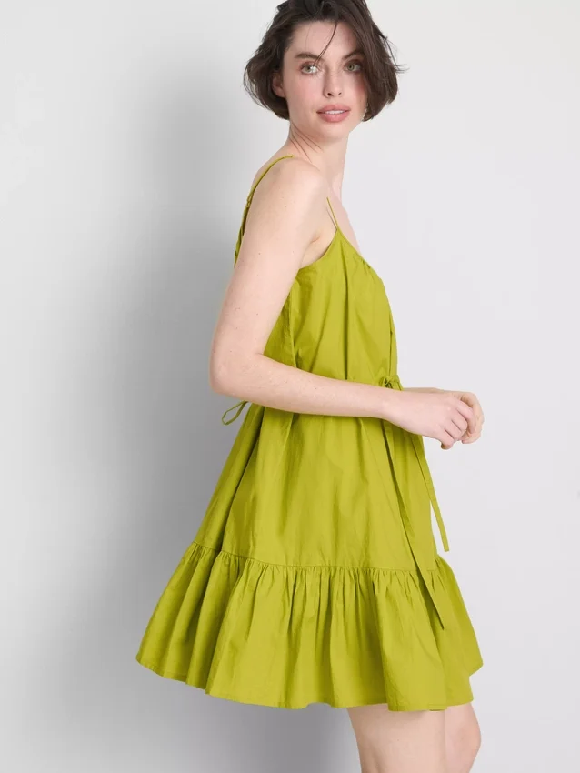 Rochie mini din poplin cu bretele și volane Rochie mini din poplin cu bretele și volane