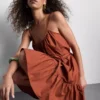 Rochie mini din poplin cu bretele și volane Rochie mini din poplin cu bretele și volane