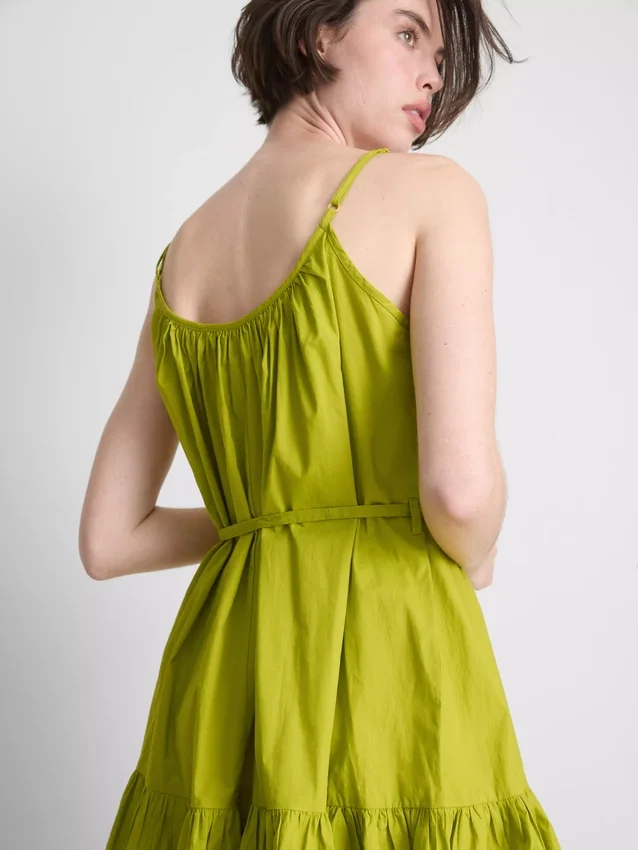 Rochie mini din poplin cu bretele și volane Rochie mini din poplin cu bretele și volane