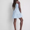 Rochie mini din poplin cu bretele și volane Rochie mini din poplin cu bretele și volane