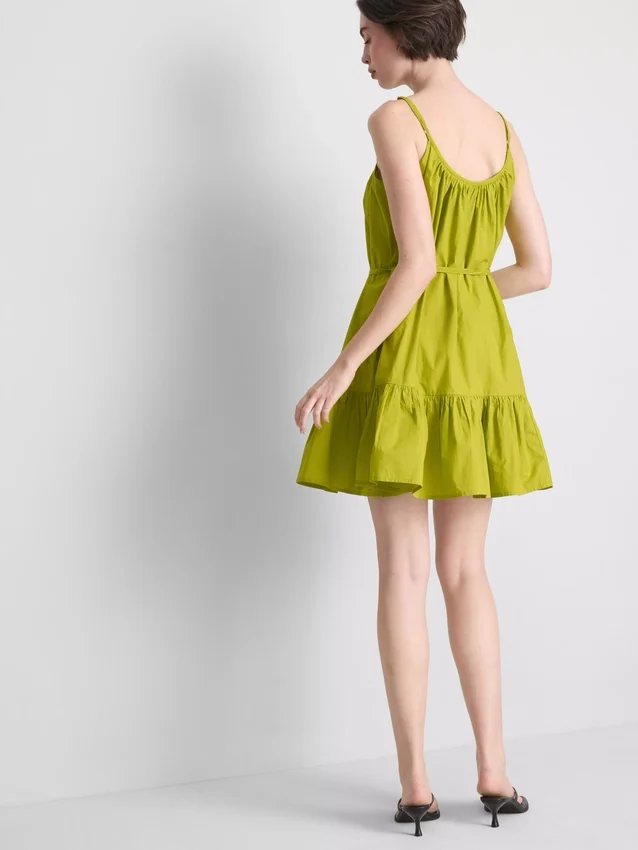 Rochie mini din poplin cu bretele și volane Rochie mini din poplin cu bretele și volane