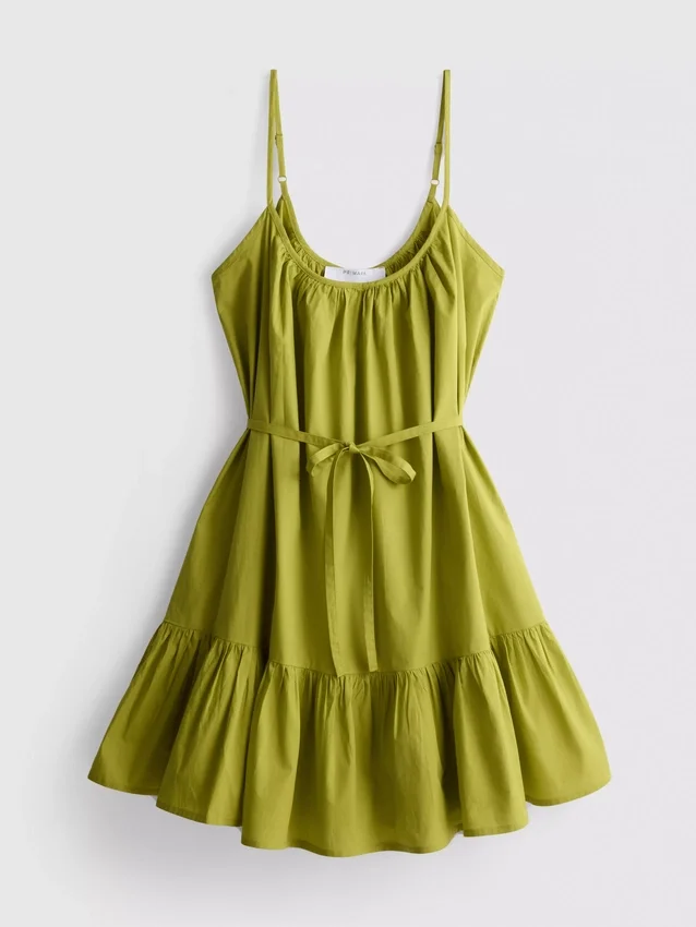 Rochie mini din poplin cu bretele și volane Rochie mini din poplin cu bretele și volane