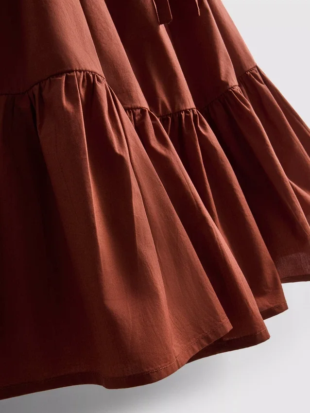 Rochie mini din poplin cu bretele și volane Rochie mini din poplin cu bretele și volane
