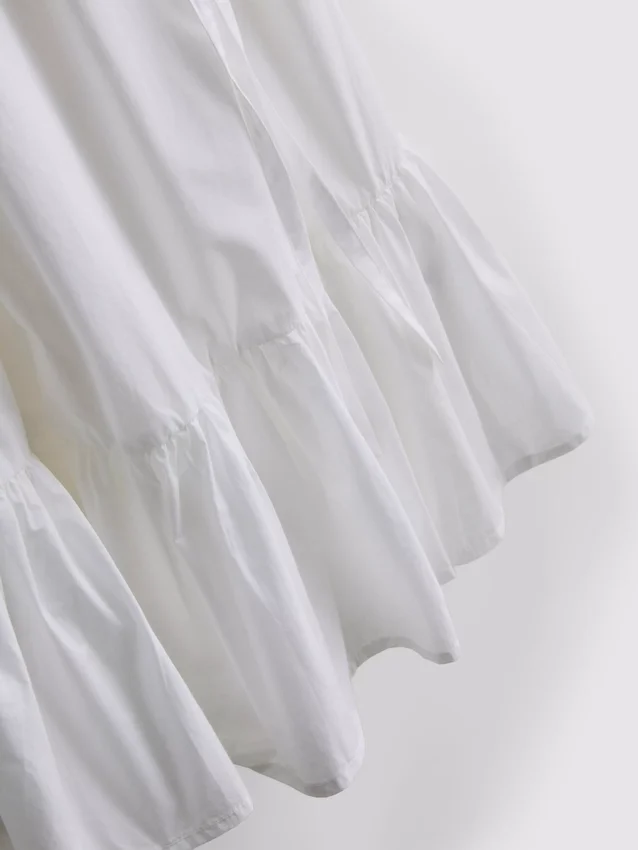 Rochie mini din poplin cu bretele și volane Rochie mini din poplin cu bretele și volane