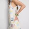 Rochie mini dreaptă cu imprimeu