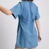Rochie mini dreaptă din denim de bumbac Rochie mini dreaptă din denim de bumbac