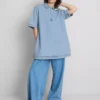 Rochie mini dreaptă din denim de bumbac, cu guler Rochie mini dreaptă din denim de bumbac, cu guler