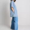 Rochie mini dreaptă din denim de bumbac, cu guler Rochie mini dreaptă din denim de bumbac, cu guler